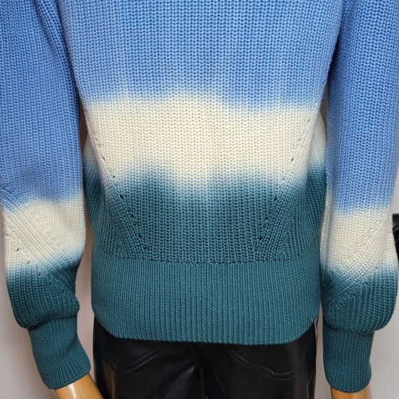 Veronica Beard Parula Dip Dye Ombre Cardigan Sweater 100% Cotton Blue Green M - Picture 9 of 10